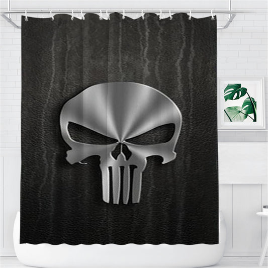 Personalized Punisher Metal Logo Shower Curtain Farmhouse Bathroom Decor