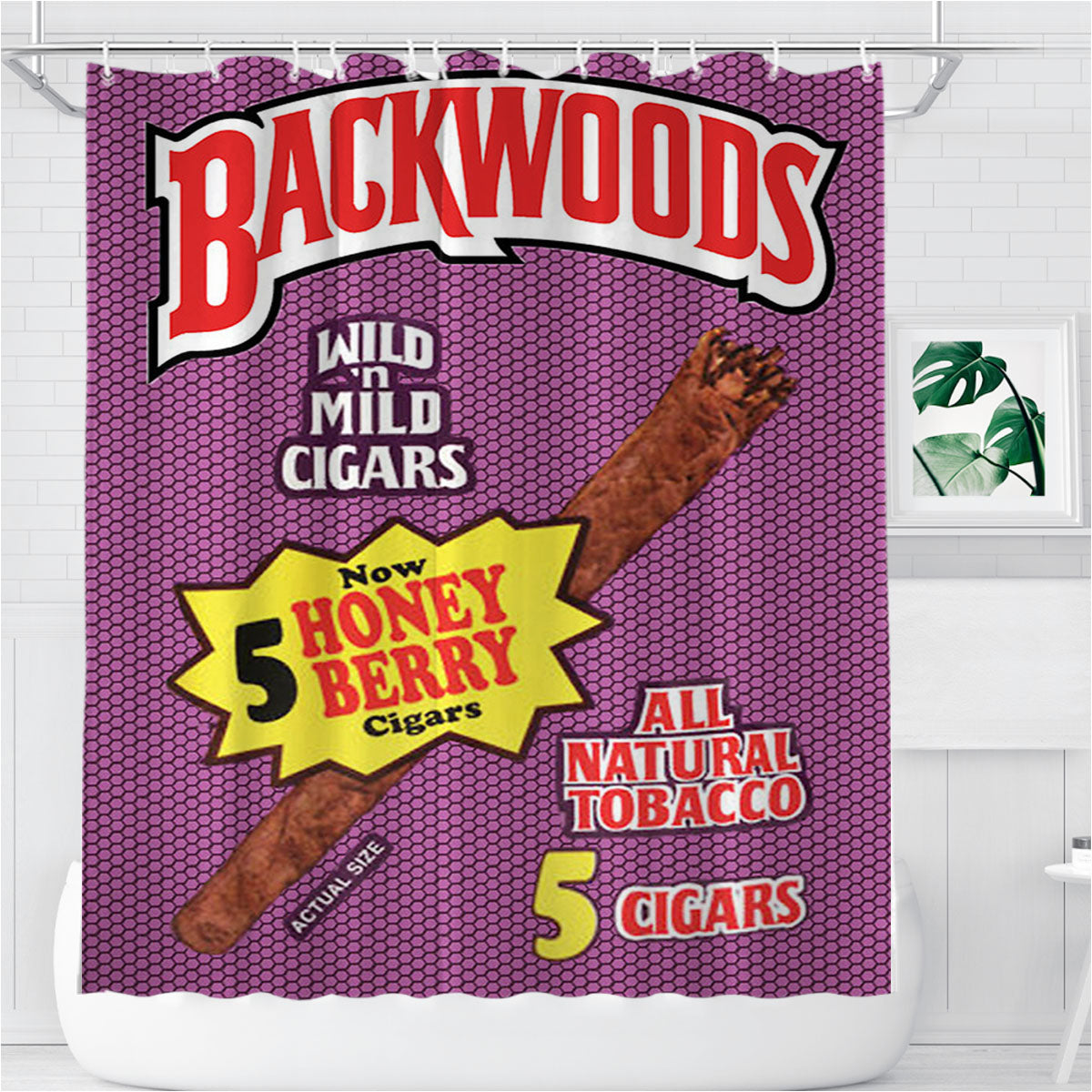 Purple Backwoods Honey Berry Tobacco Bathroom Shower Curtain Fabric Waterproof | 66 X 72 Inch