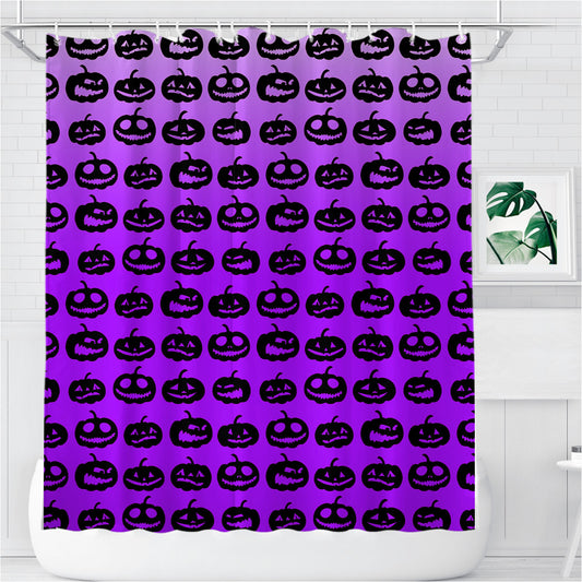 Personalized Purple Pumpkins Pattern Silhouette Collections Shower Curtain Farmhouse Bathroom Decor