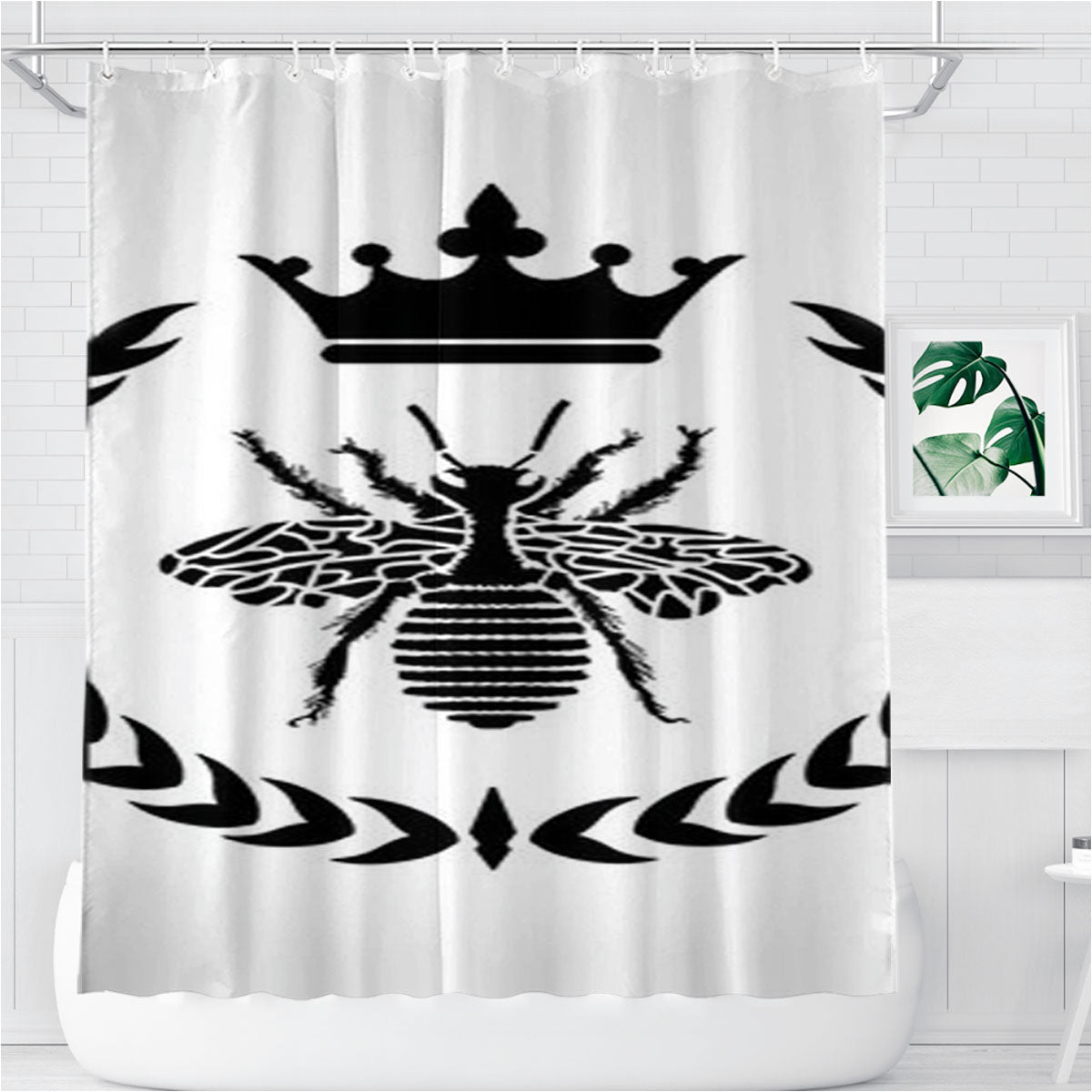 Queen Bee Crown Bathroom Shower Curtain Fabric Waterproof | 66 X 72 Inch