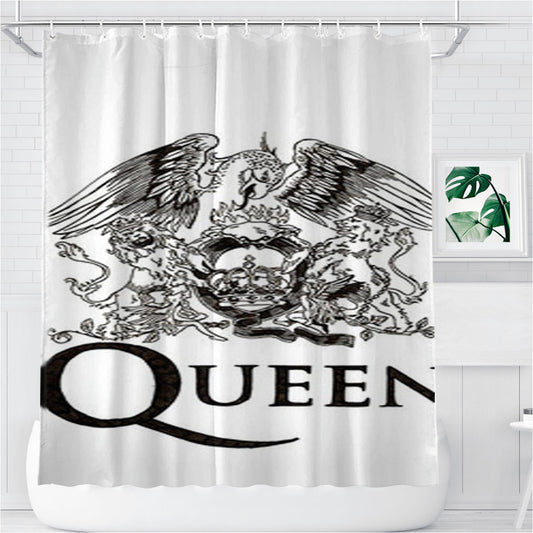 Personalized Queen Logo White Shower Curtain Farmhouse Bathroom Decor