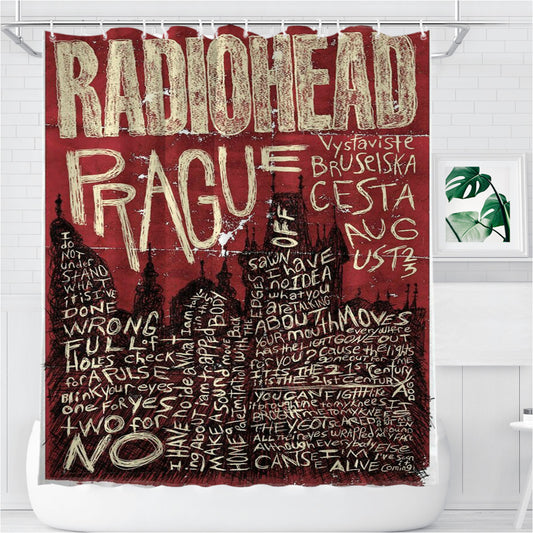 Personalized Radiohead Prague Shower Curtain Farmhouse Bathroom Decor