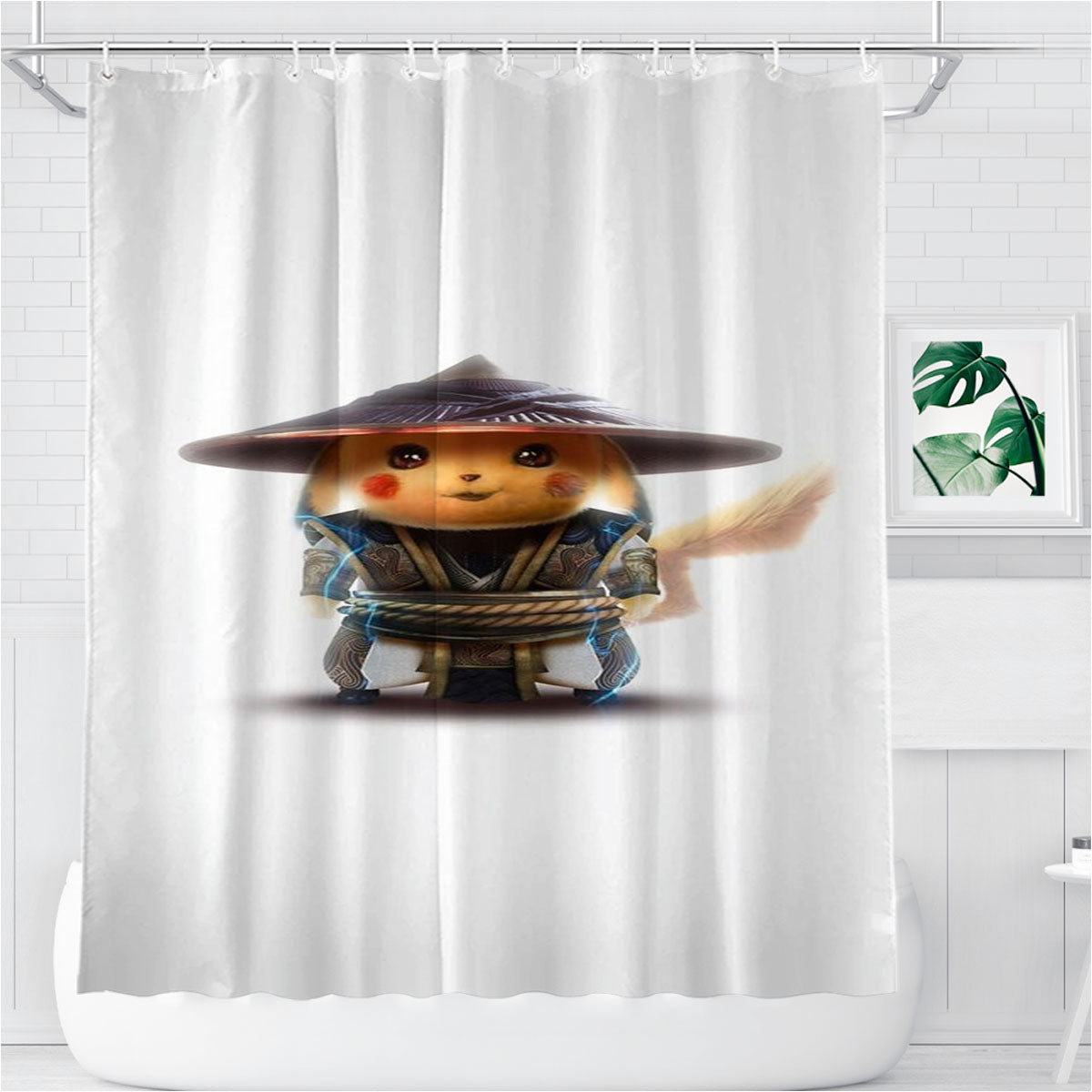 Raidchu Raiden Mortal Kombat X Pikachu Bathroom Shower Curtain Fabric Waterproof | 66 X 72 Inch