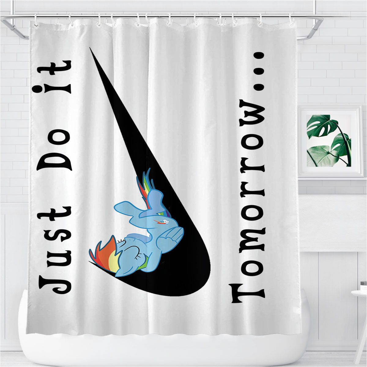 Rainbow Dash Nike Just Do It Bathroom Shower Curtain Fabric Waterproof | 66 X 72 Inch