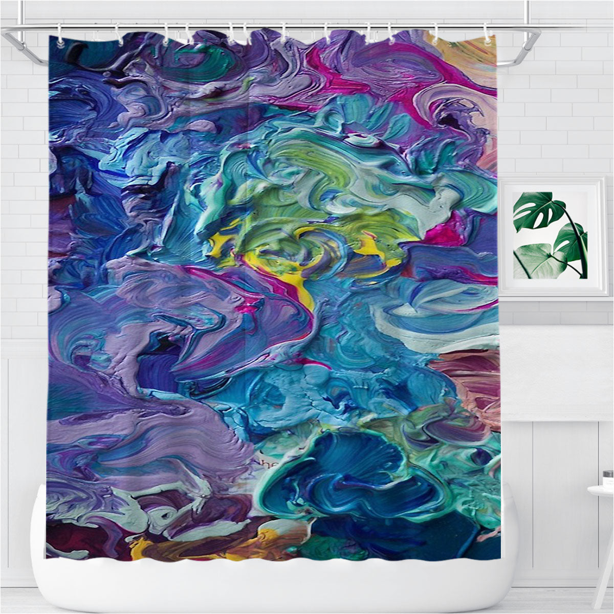 Rainbow Flow Abstraction Bathroom Shower Curtain Fabric Waterproof | 66 X 72 Inch