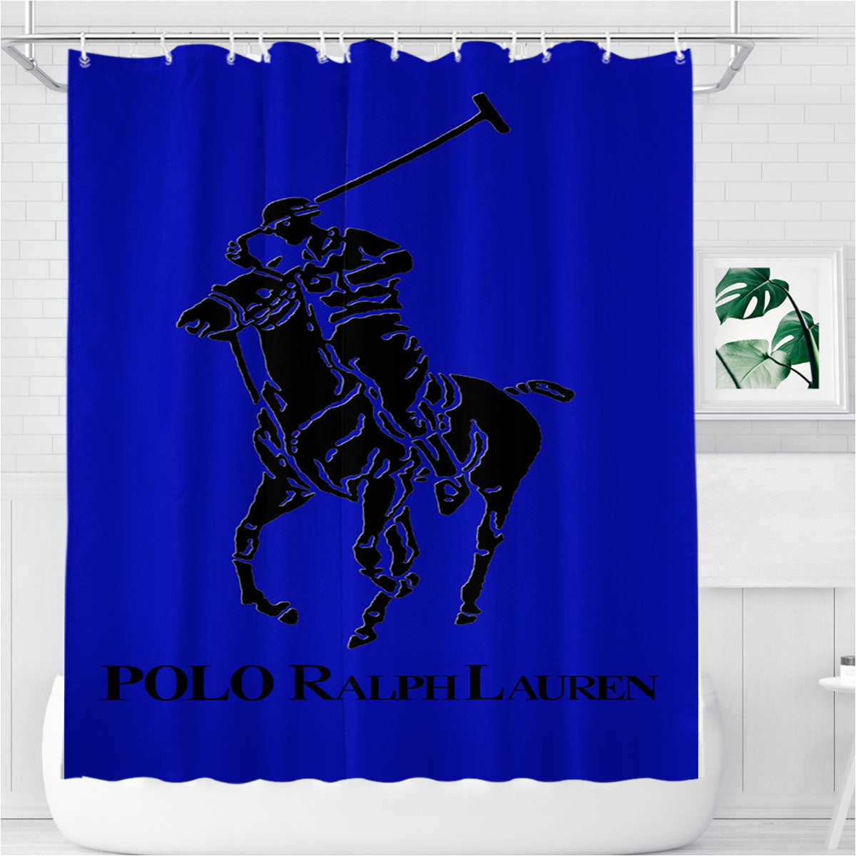 Ralph Lauren Polo Blue Bathroom Shower Curtain Fabric Waterproof | 66 X 72 Inch