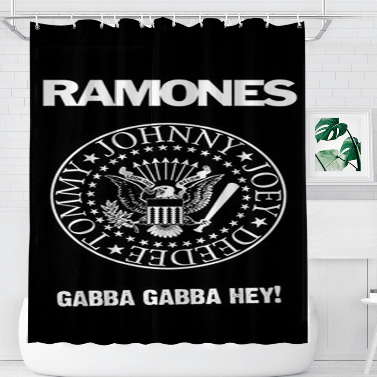 Ramones Gobba Gabba Hey Bathroom Shower Curtain Fabric Waterproof | 66 X 72 Inch