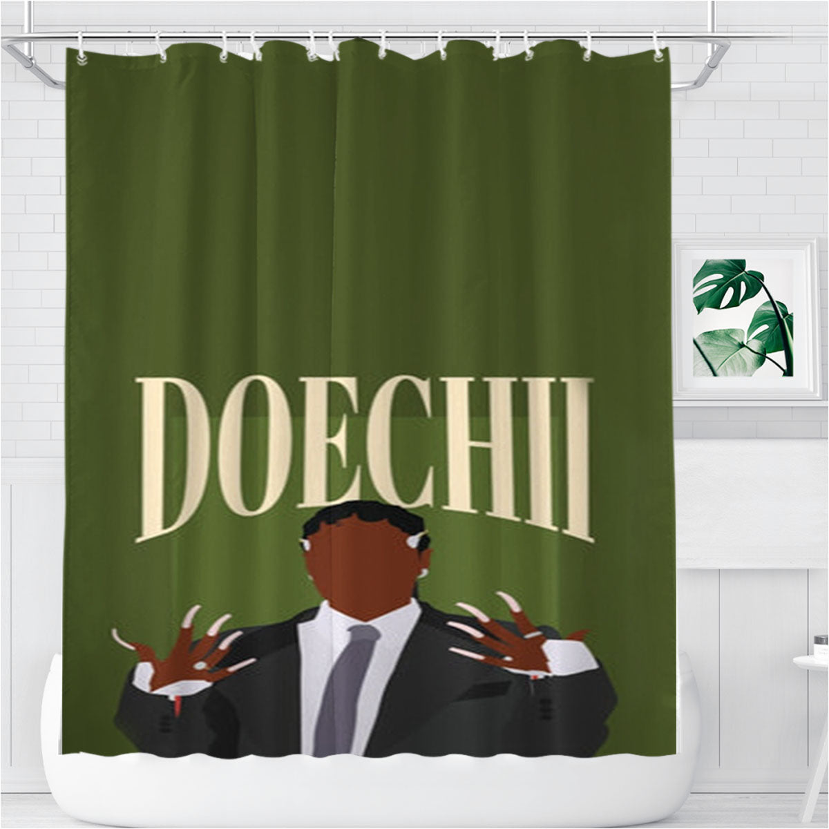 Rapper In Suit Bathroom Shower Curtain Fabric Waterproof | 66 X 72 Inch