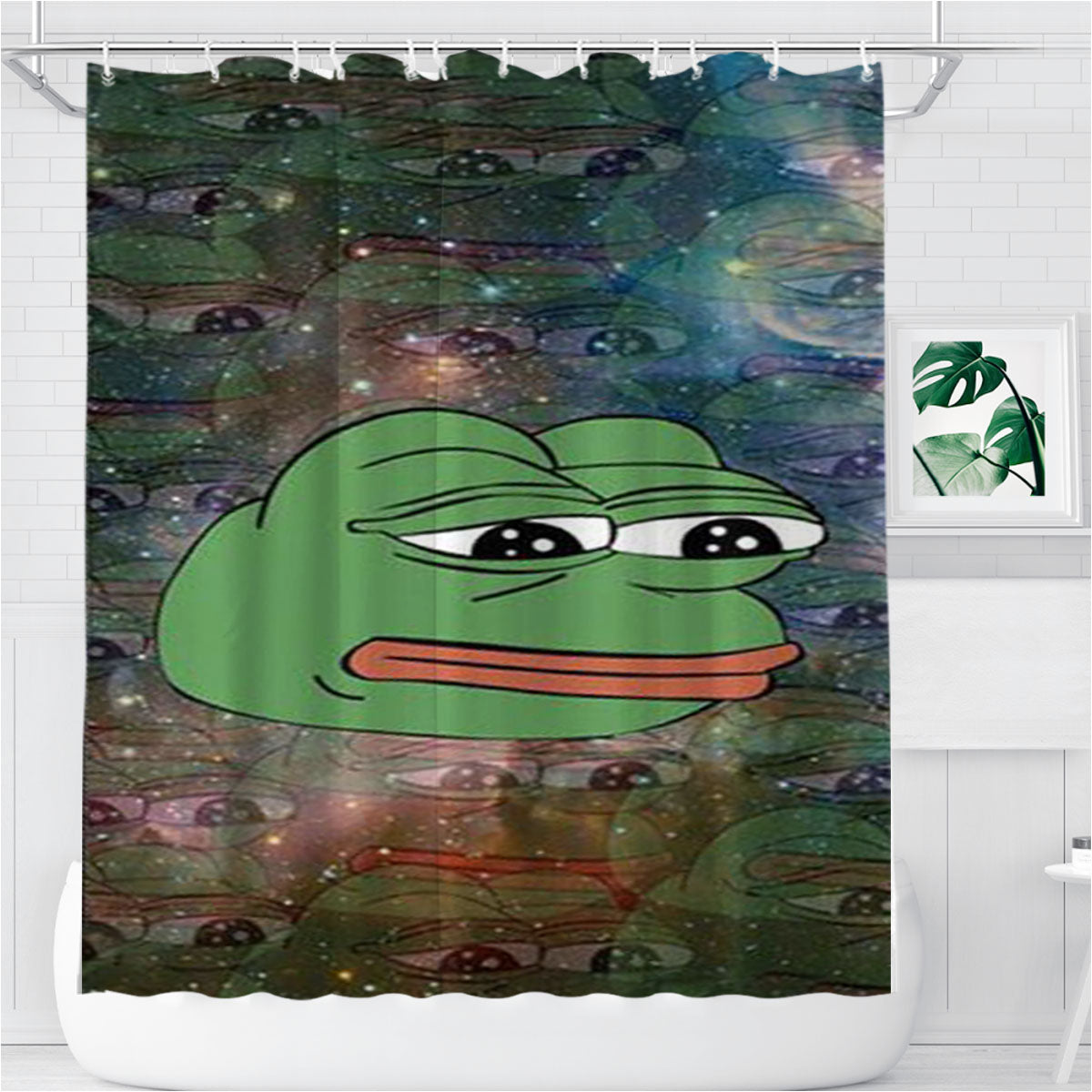 Rare Pepe Frog Sad Bathroom Shower Curtain Fabric Waterproof | 66 X 72 Inch