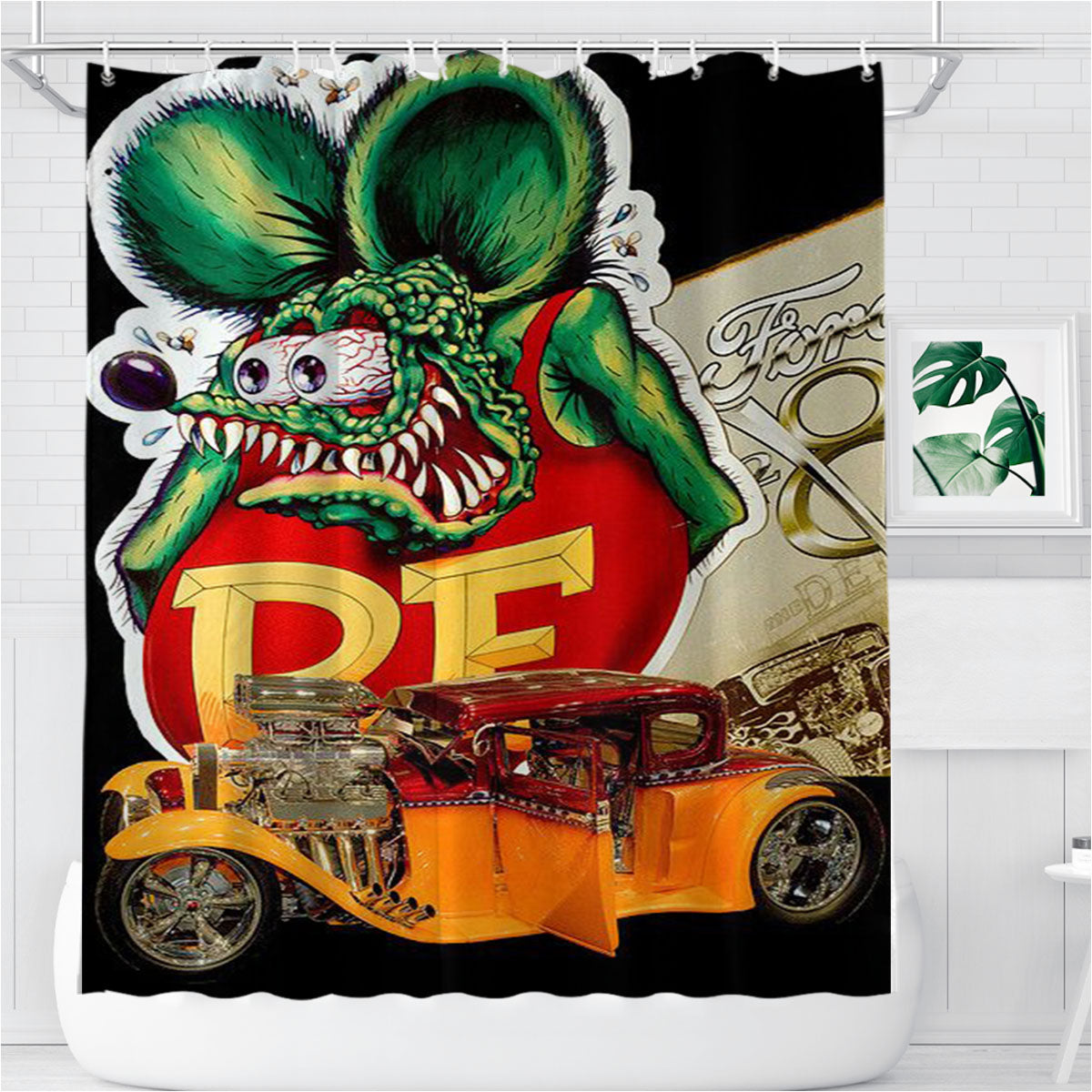 Rat Fink Speedless Bathroom Shower Curtain Fabric Waterproof | 66 X 72 Inch