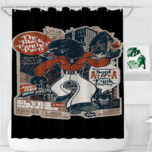 Personalized Rat Illustration Cartoon Rockabilly Style Rock N Roll Shower Curtain Farmhouse Bathroom Decor