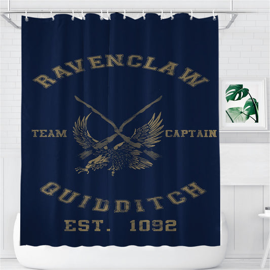Personalized Ravenclaw Team Captain Quidditch Shower Curtain Farmhouse Bathroom Decor