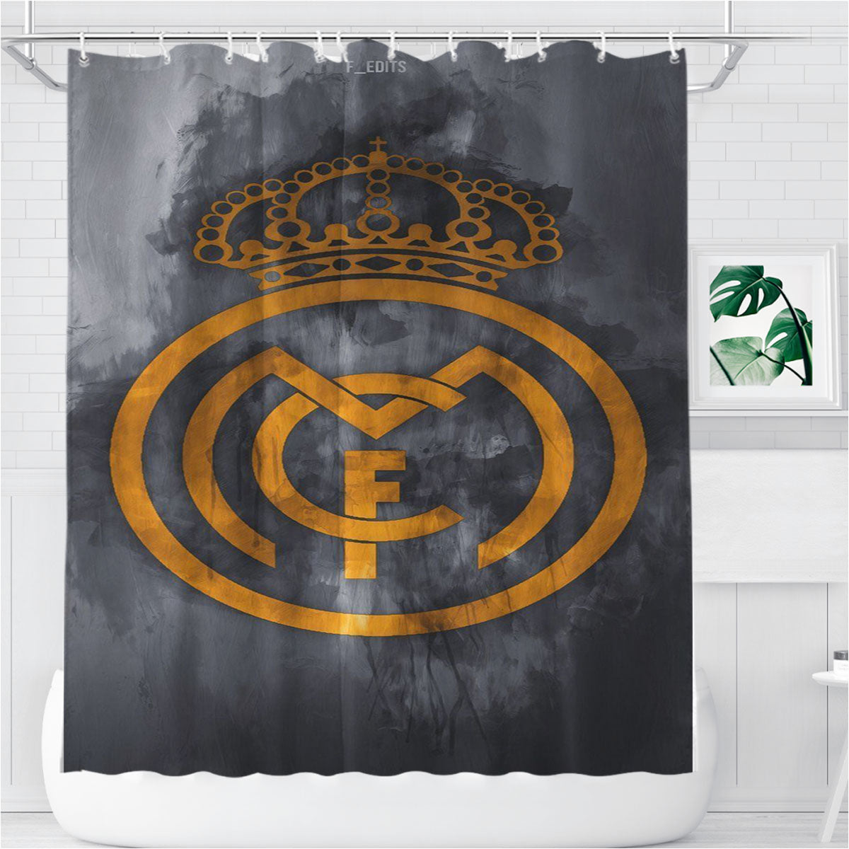 Real Madrid Icon Bathroom Shower Curtain Fabric Waterproof | 66 X 72 Inch