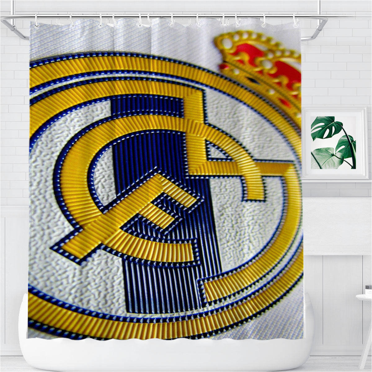 Real Madrid Logo Bathroom Shower Curtain Fabric Waterproof | 66 X 72 Inch