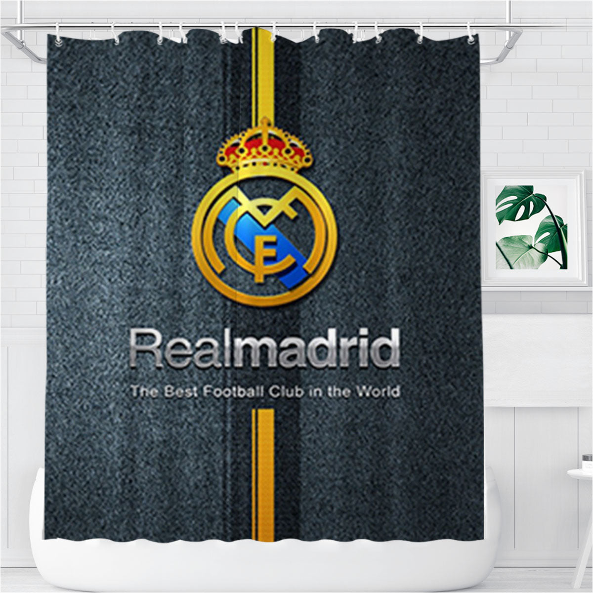 Real Madrid Spain Logo Bathroom Shower Curtain Fabric Waterproof | 66 X 72 Inch