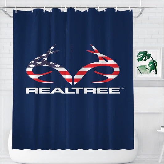 Personalized Realtree American Flag Shower Curtain Farmhouse Bathroom Decor