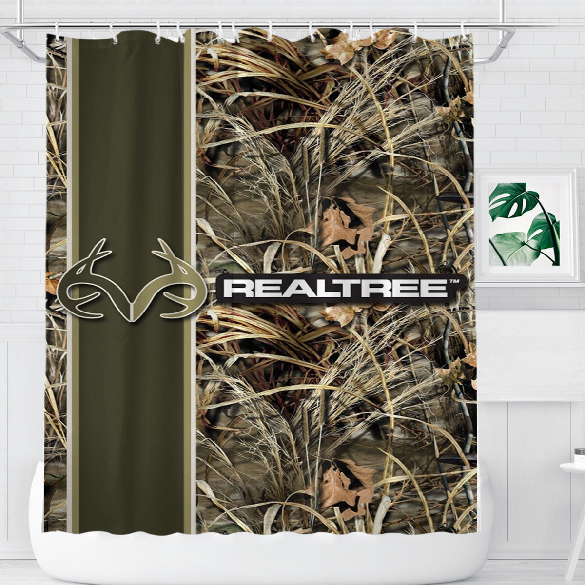 Realtree Ap Camo Hunting Bathroom Shower Curtain Fabric Waterproof | 66 X 72 Inch