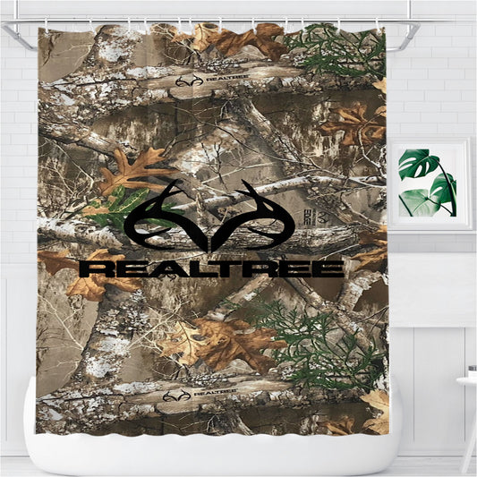 Realtree Black X Skinit Camouflage Bathroom Shower Curtain Fabric Waterproof