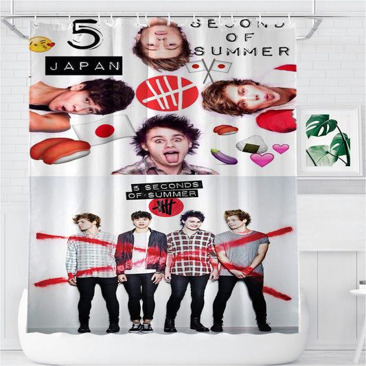 Personalized Red Cross 5Sos Shower Curtain Farmhouse Bathroom Decor