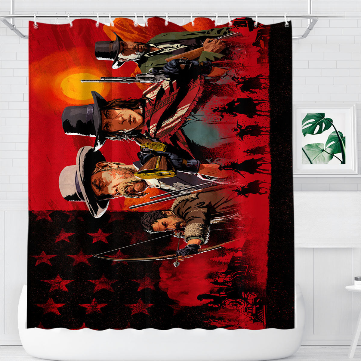 Red Dead Redemption 2 Bathroom Shower Curtain Fabric Waterproof | 66 X 72 Inch