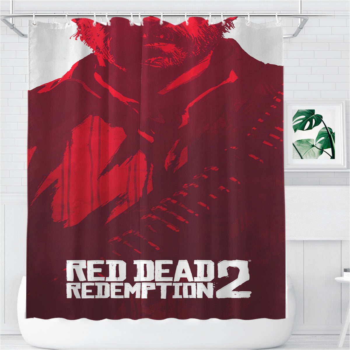 Red Dead Redemption Poster Art Bathroom Shower Curtain Fabric Waterproof | 66 X 72 Inch