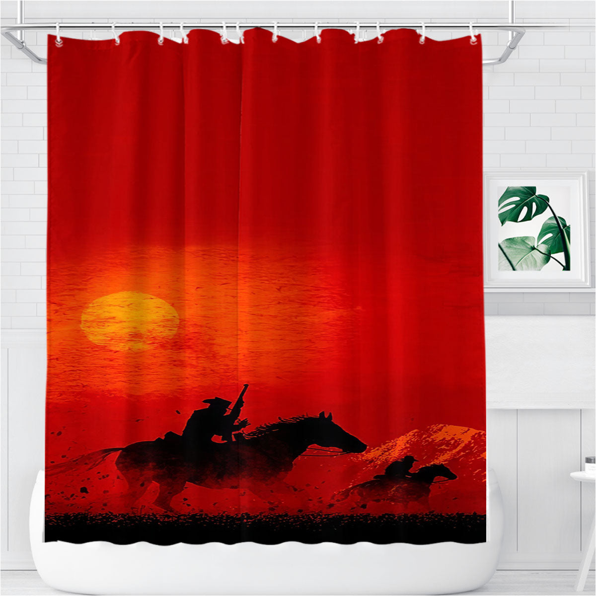 Red Dead Redemption Sunse Bathroom Shower Curtain Fabric Waterproof | 66 X 72 Inch