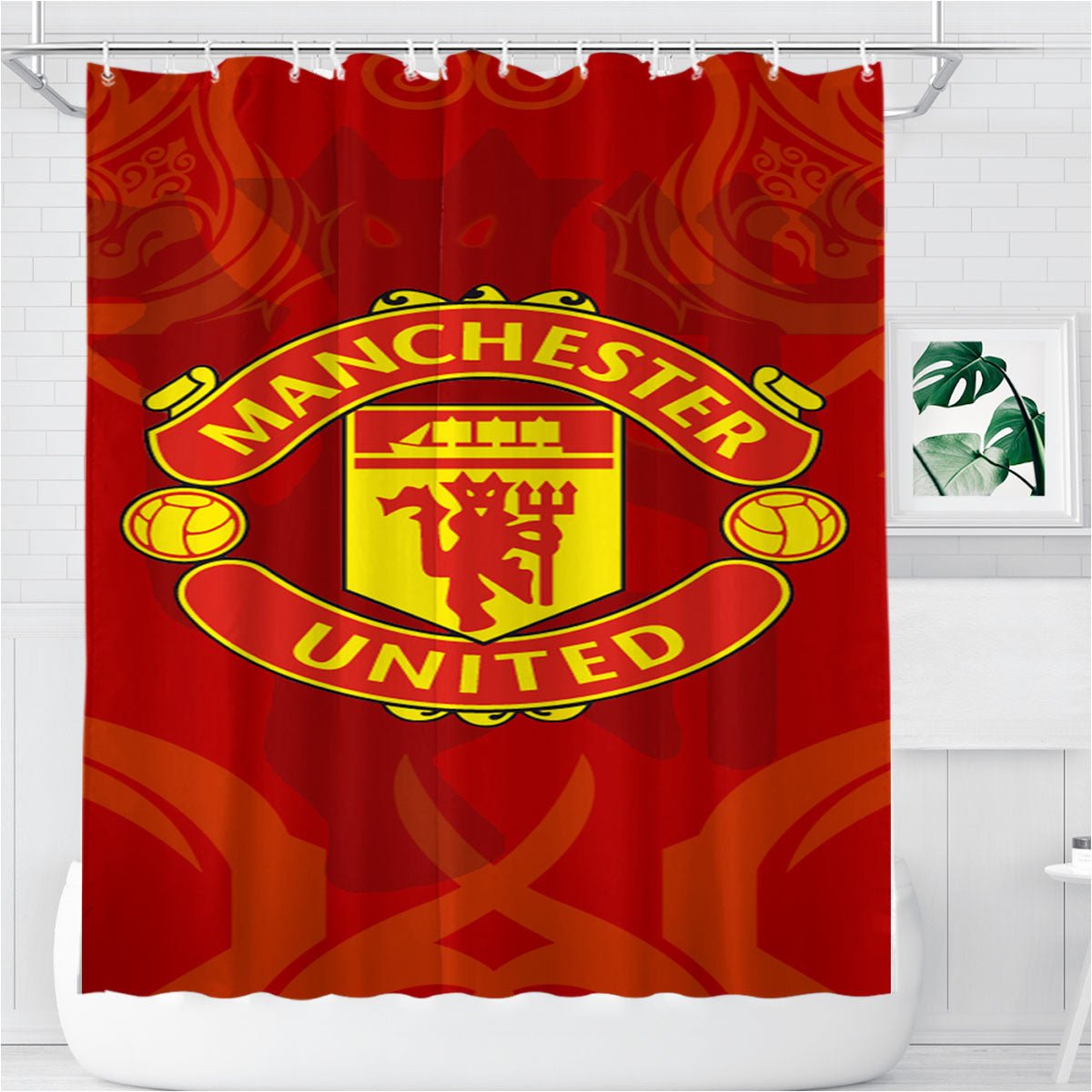 Red Devil Manchester United Bathroom Shower Curtain Fabric Waterproof | 66 X 72 Inch