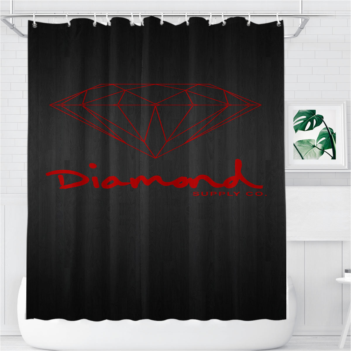 Red Diamond Supply Co Dark Wood Bathroom Shower Curtain Fabric Waterproof | 66 X 72 Inch