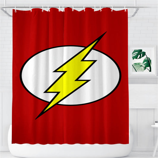 Personalized Red Flash Logo Shower Curtain Farmhouse Bathroom Decor