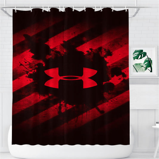 Personalized Red Grunge Under Armour Wallpaper Shower Curtain Farmhouse Bathroom Decor