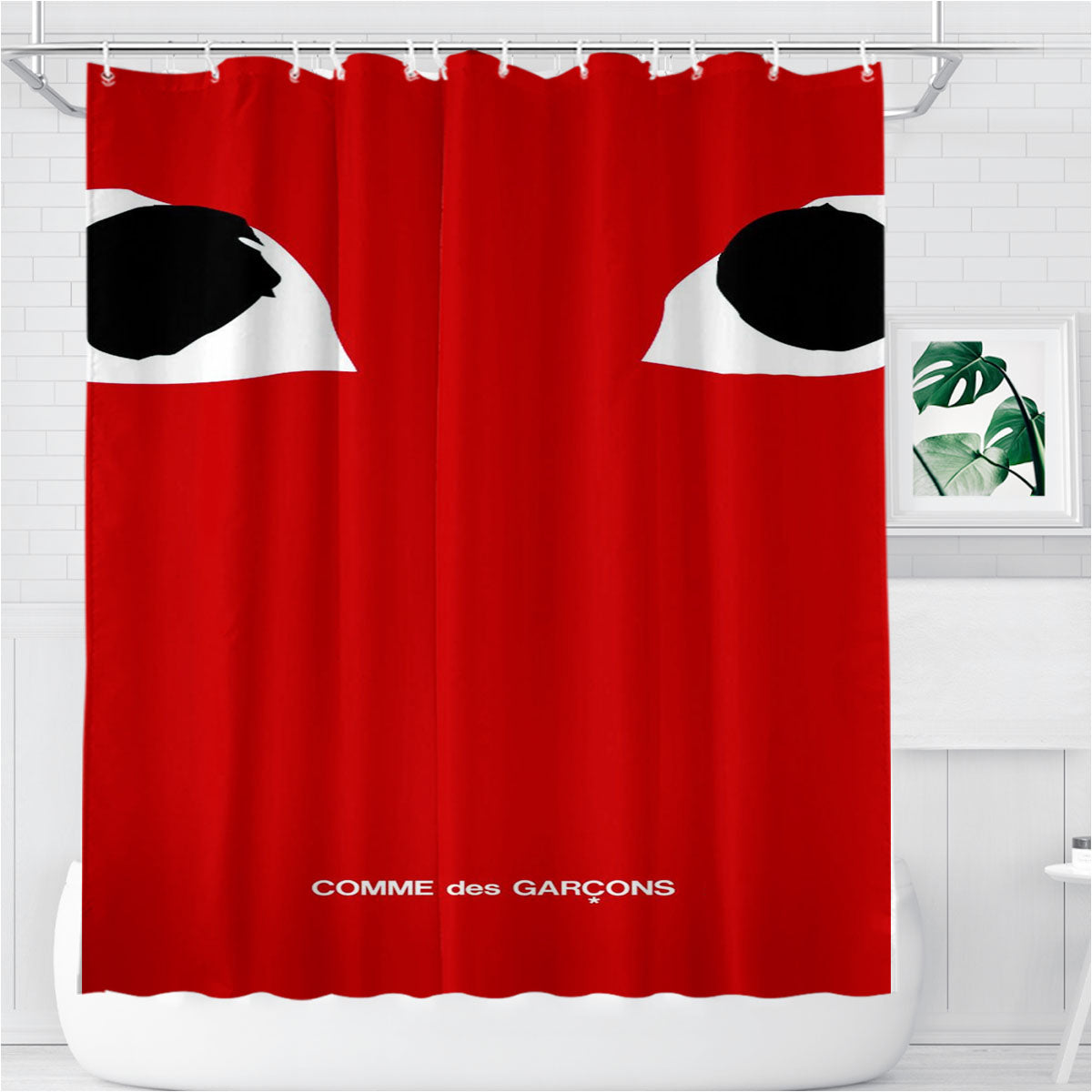 Red Heart Eyes Comme Des Garcons Bathroom Shower Curtain Fabric Waterproof | 66 X 72 Inch