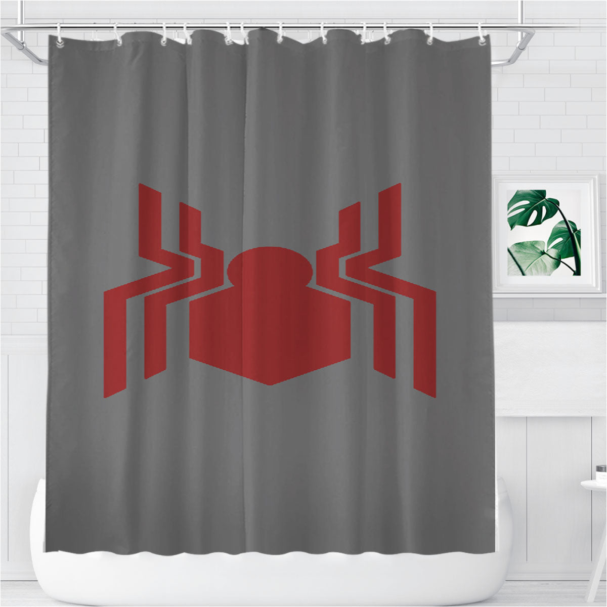 Red Homecoming Spiderman Logo Bathroom Shower Curtain Fabric Waterproof | 66 X 72 Inch