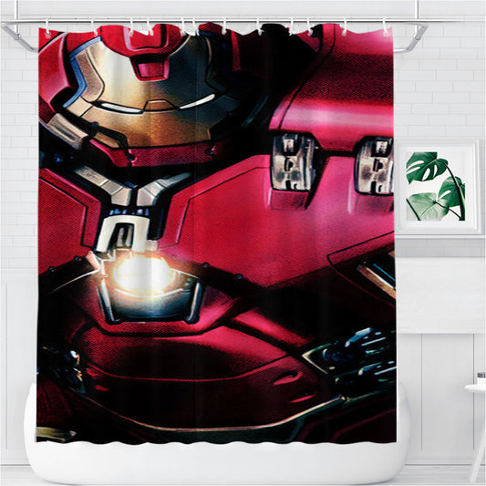 Personalized Red Hulk Buster Shower Curtain Farmhouse Bathroom Decor