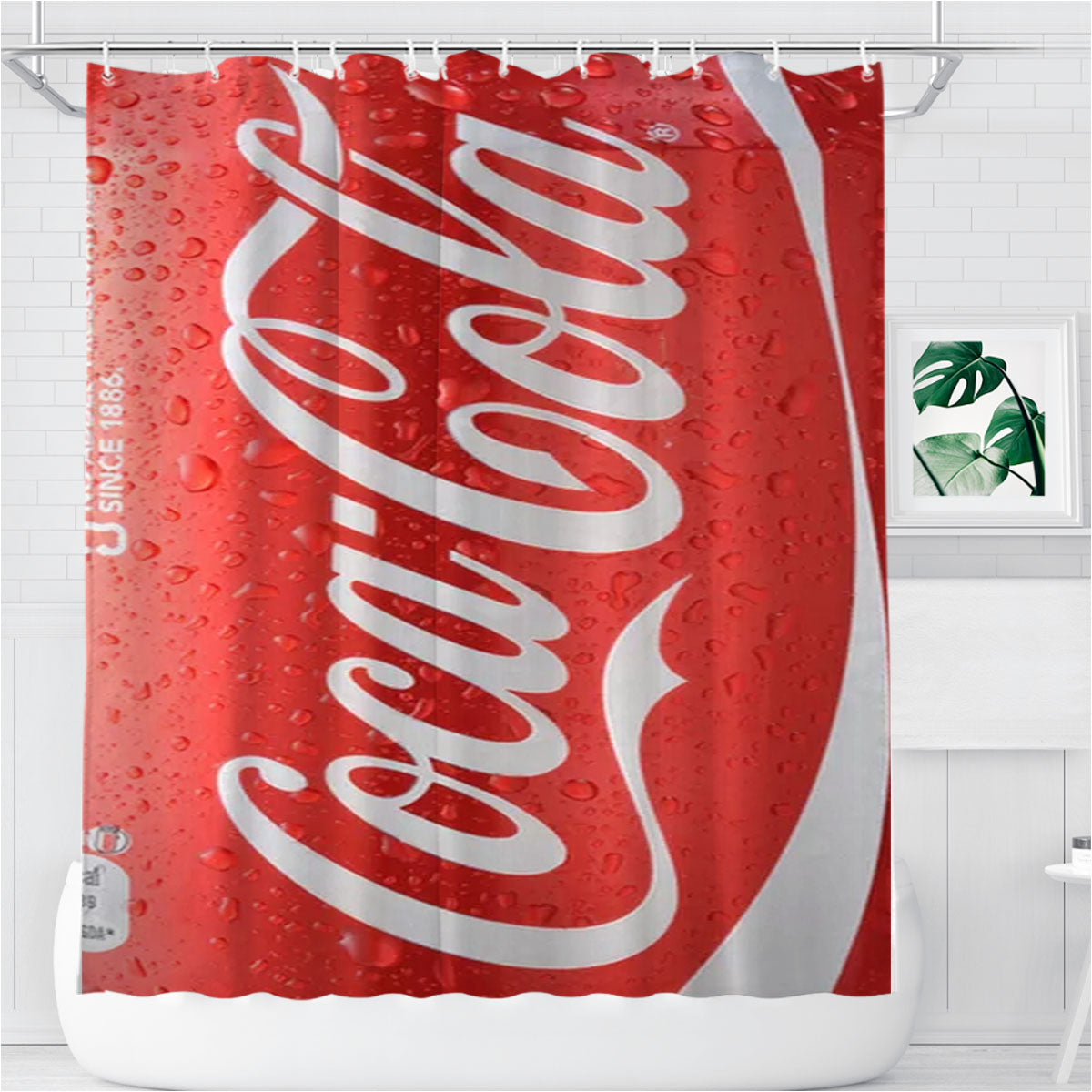 Red Pepsi Can Bathroom Shower Curtain Fabric Waterproof | 66 X 72 Inch