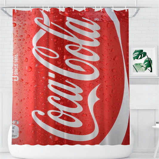 Red Pepsi Can Bathroom Shower Curtain Fabric Waterproof