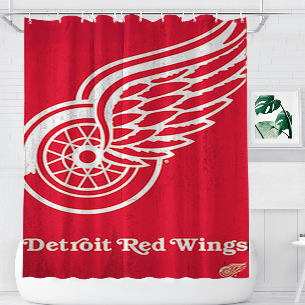 Red Wings Logo Bathroom Shower Curtain Fabric Waterproof | 66 X 72 Inch