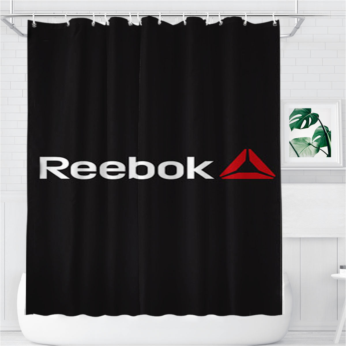 Reebok Symbol Bathroom Shower Curtain Fabric Waterproof | 66 X 72 Inch