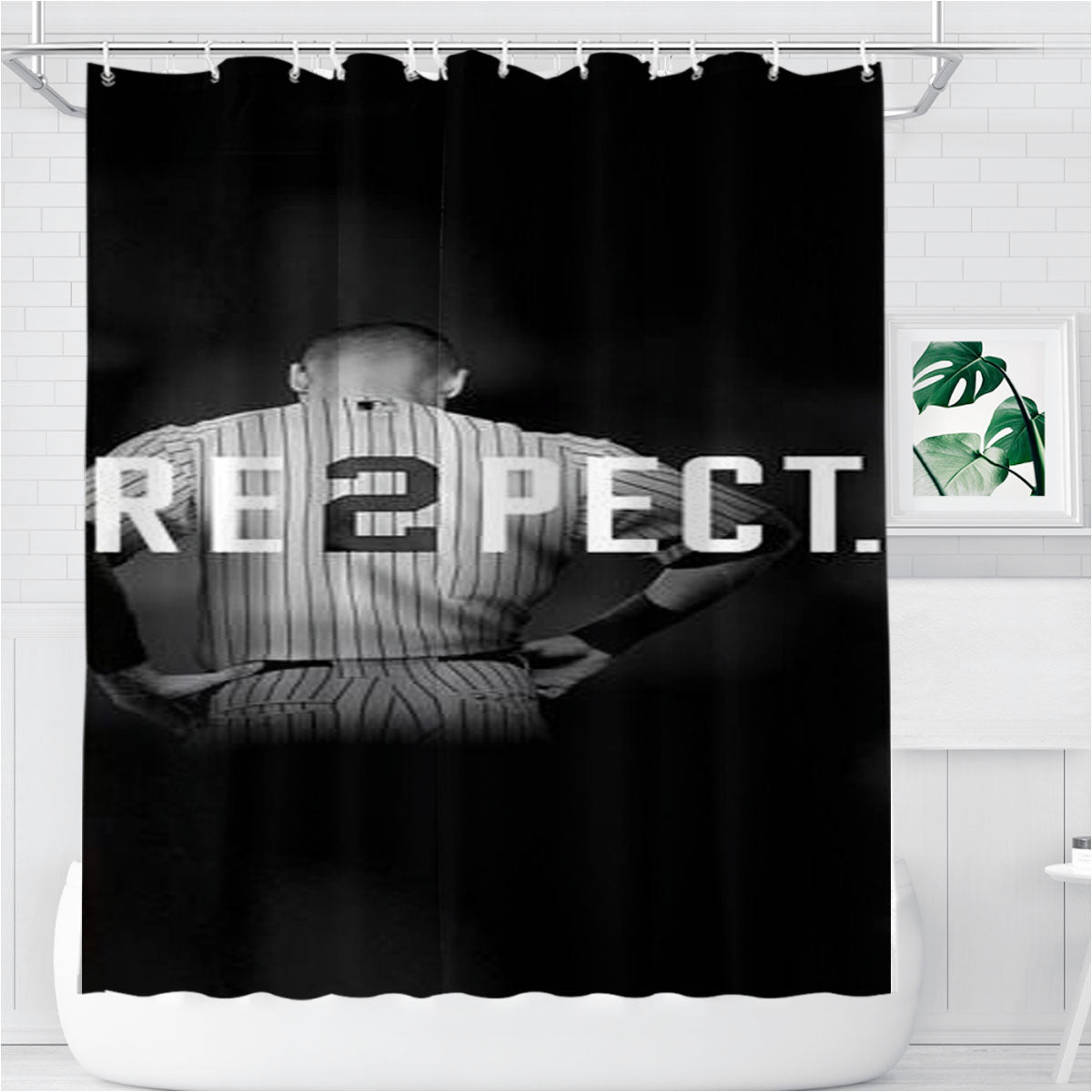 Respect Derek Jeter Repect Bathroom Shower Curtain Fabric Waterproof | 66 X 72 Inch