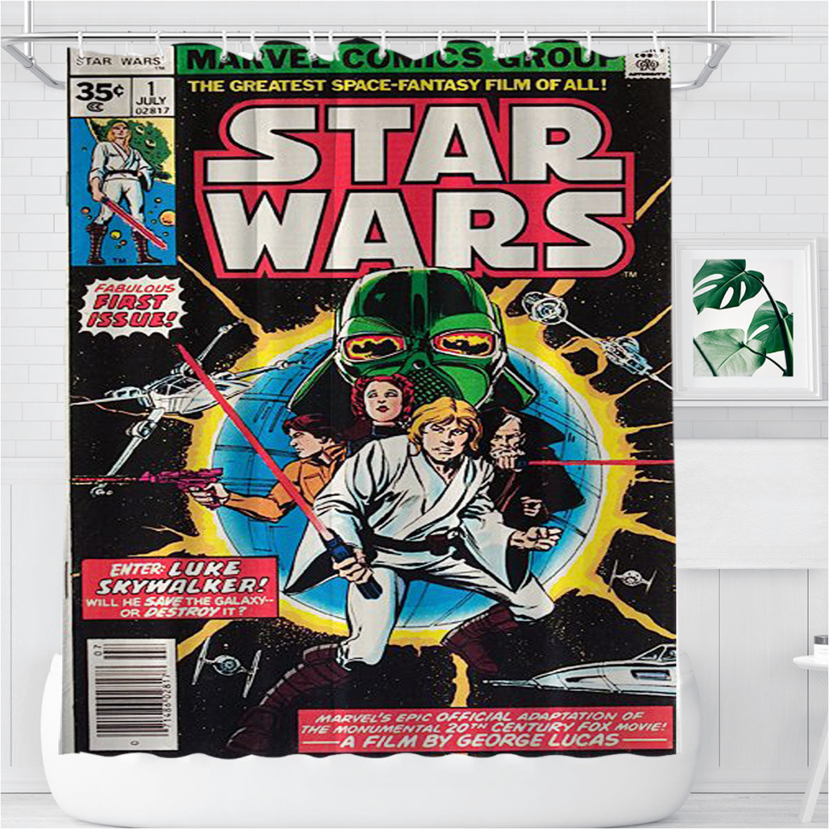 Retro Star Wars Comic Bathroom Shower Curtain Fabric Waterproof | 66 X 72 Inch