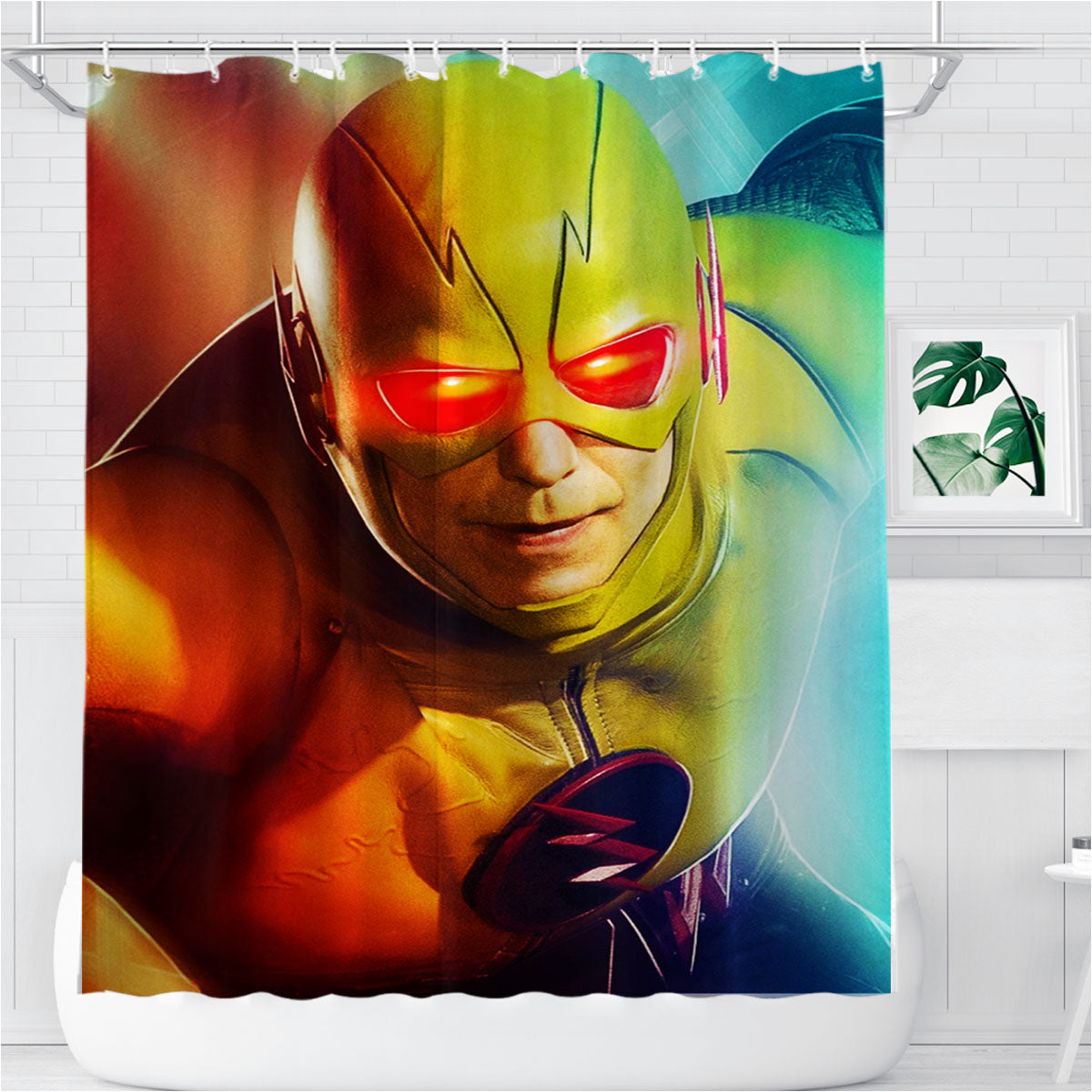 Reverse Flash Bathroom Shower Curtain Fabric Waterproof | 66 X 72 Inch