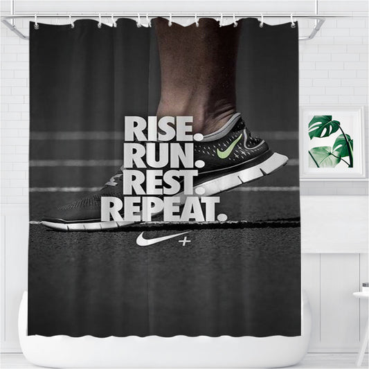 Rise Run Rest Repeat Just Do It Bathroom Shower Curtain Fabric Waterproof | 66 X 72 Inch