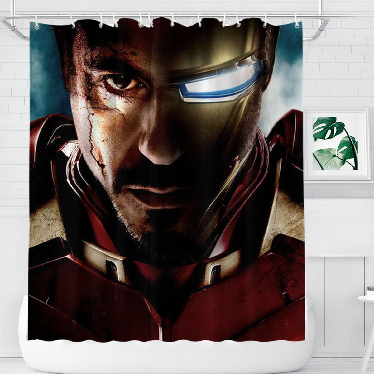Robert Downey Jr Iron Man Bathroom Shower Curtain Fabric Waterproof | 66 X 72 Inch