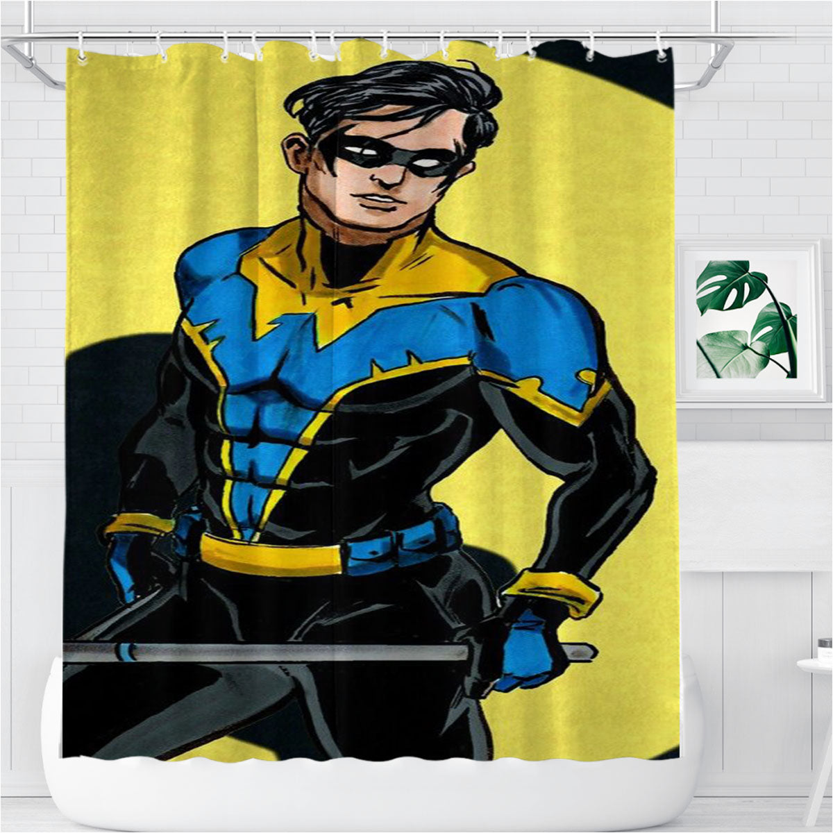 Robin Dick Grayson Titans Dc Comics Nightwings Bathroom Shower Curtain Fabric Waterproof | 66 X 72 Inch