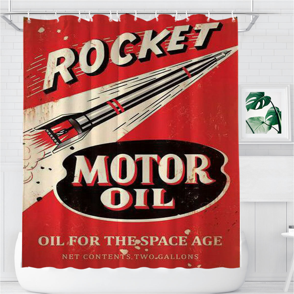 Rocket Motor Oil Bathroom Shower Curtain Fabric Waterproof | 66 X 72 Inch