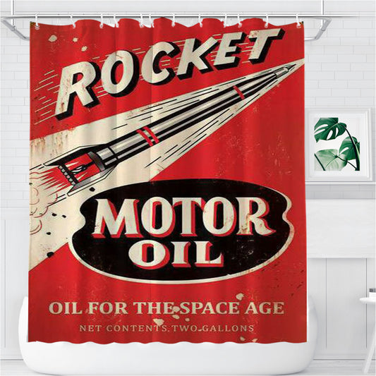 Personalized Rocket Motor Oil Shower Curtain Farmhouse Bathroom Decor