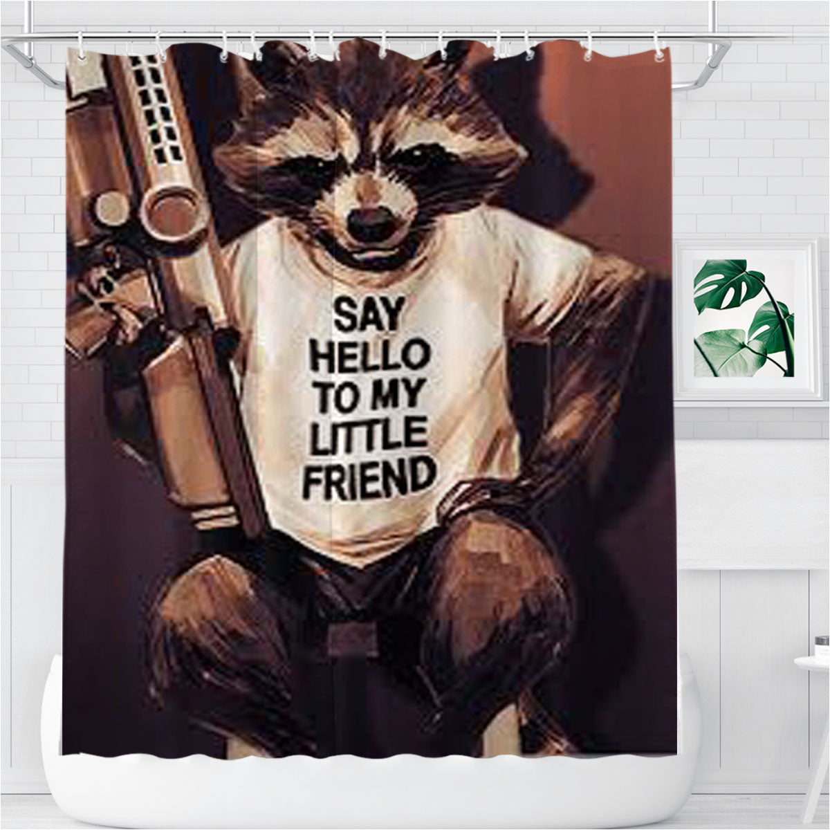Rocket Racoon Bathroom Shower Curtain Fabric Waterproof | 66 X 72 Inch