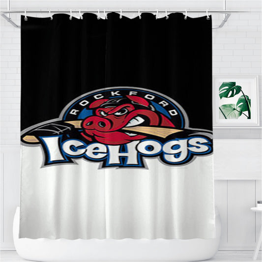 Rockford Ice Hogs Bathroom Shower Curtain Fabric Waterproof | 66 X 72 Inch