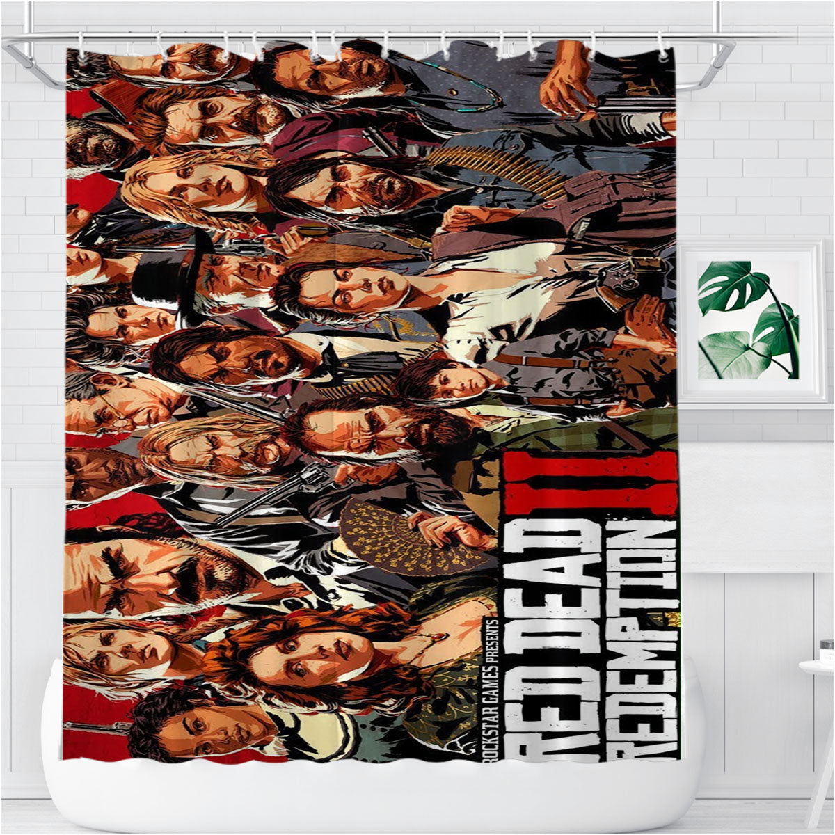 Rockstar Games Presents Red Dead Redemption Bathroom Shower Curtain Fabric Waterproof | 66 X 72 Inch