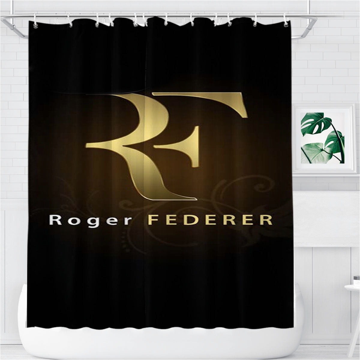 Roger Federer Bathroom Shower Curtain Fabric Waterproof | 66 X 72 Inch