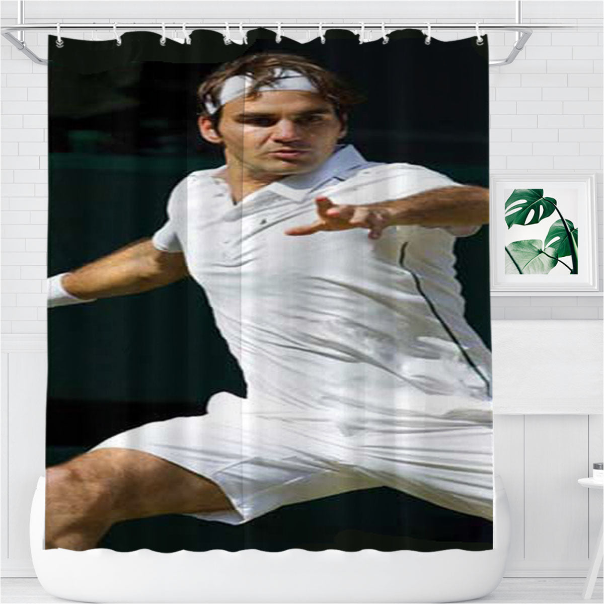 Roger Federer Swing Bathroom Shower Curtain Fabric Waterproof | 66 X 72 Inch